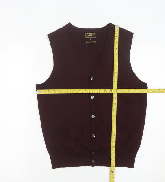 William Hunt Men’s Brown Knit Sleeveless Vest Jumper M