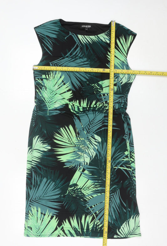 Debenhams Women’s Green Tropical Sheath Dress Size 14