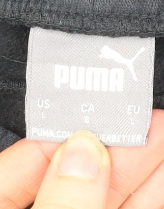 Puma Mens Black L Jogger Sweatpants Elastic Waist Pockets