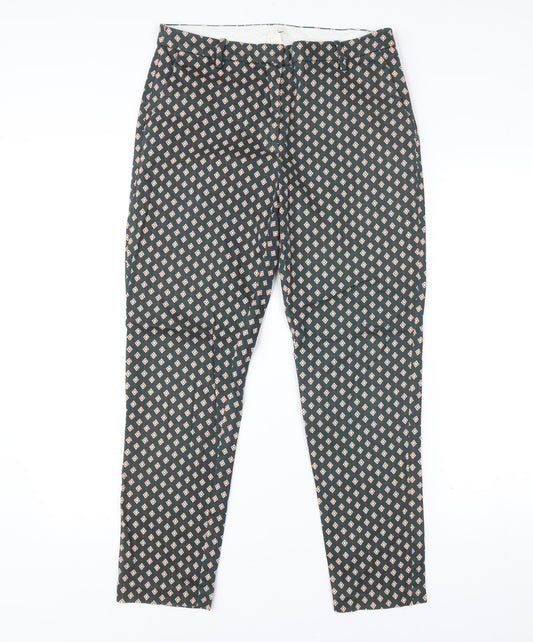 Womens UK Size 10 H&M Slim Fit Chino Green Trousers