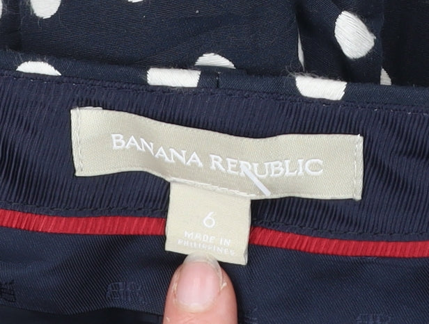 Banana Republic Women Blue Polka Dot Chino Trousers Size 10 Slim Fit