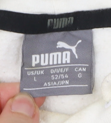 Mens UK Size L PUMA White Pullover Hoodie