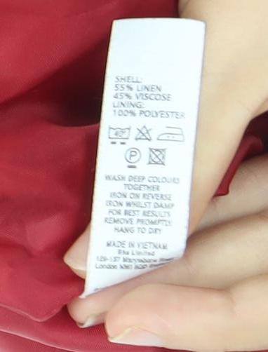 BHS Women’s Red Linen Blend Short Sleeve Suit Jacket Size 14