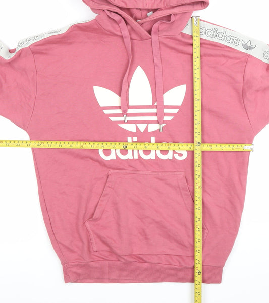 Adidas Womens Pink Pullover Hoodie Size 12 Logo Sportswear