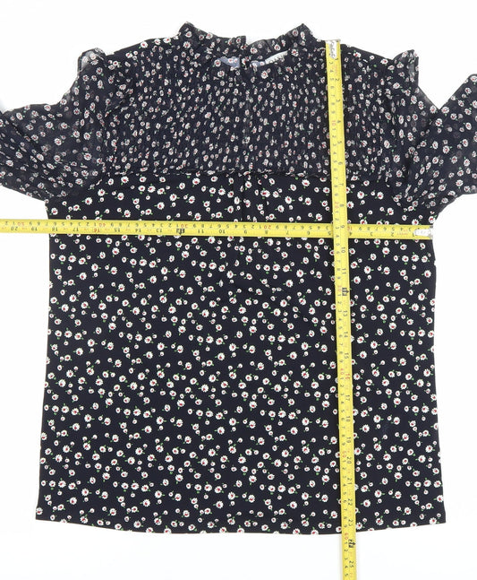 Womens UK Size S Oasis Black Tunic Blouse