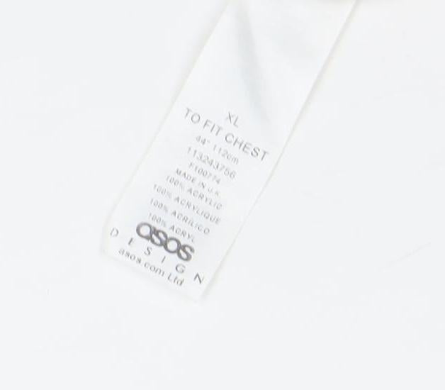 ASOS Men’s Beige XL V-Neck Cable-Knit Pullover Jumper