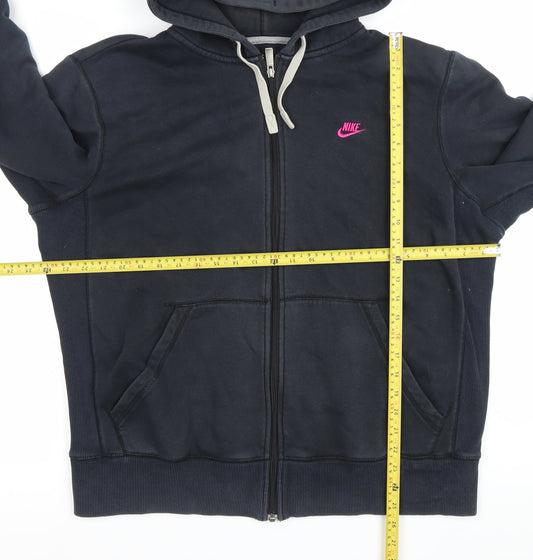 Nike Womens Black Full Zip Hoodie Sweatshirt XL Cotton Blend