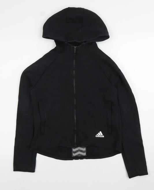 Additional front view of Adidas Women Black Full Zip Hoodie Jacket, size M, Sportswear