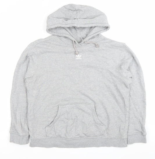 Additional front view of Adidas women’s grey pullover hoodie, size UK 16, regular fit casual sportswear