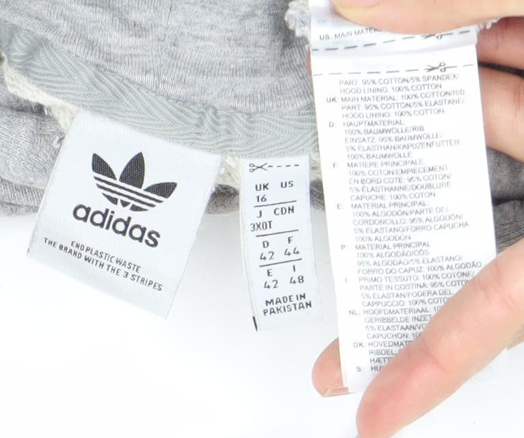 Adidas Womens Grey Pullover Hoodie Size 16 Regular Fit Casual Sportswear