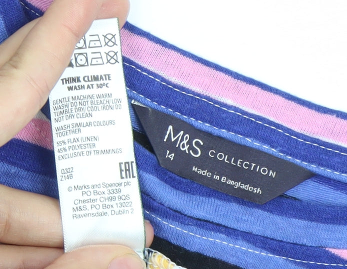 Womens UK Size 14 Marks and Spencer Multicoloured Basic T-Shirt
