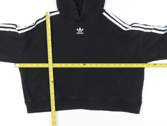 Adidas Womens Black Hoodie UK 10 Pullover Cotton Long Sleeve
