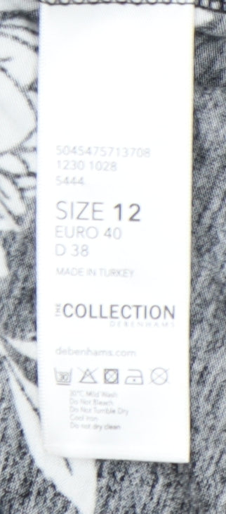 Debenhams Women’s Black Floral Shift Dress Size 12 Knee Length