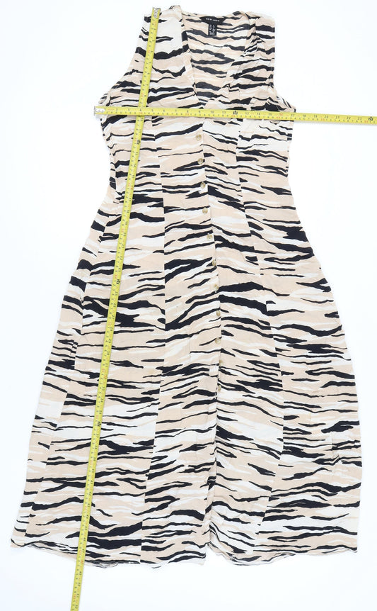 New Look Women’s Beige Animal Print Shirt Dress Size 8