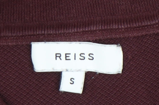 Reiss Men's Red Collared Half Zip Knit Jumper Size S