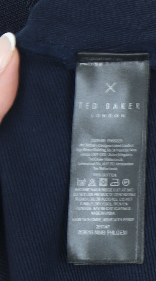 Ted Baker Men’s Blue Full Zip Cotton Sweatshirt Size S Regular Fit