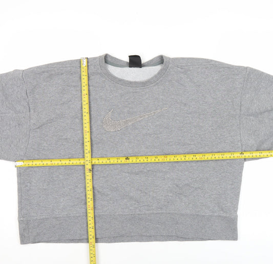 Nike Women Grey M Pullover Sweatshirt Logo Sportswear