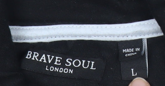 Mens UK Size L Brave Soul Black Pullover Hoodie
