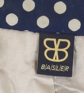 Basler Womens Blue Polka Dot Long Coat Size 16 Workwear Overcoat