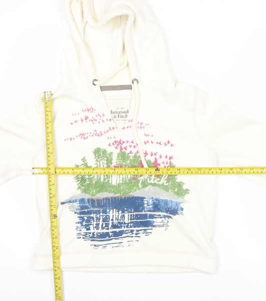 Abercrombie & Fitch Women’s Ivory Pullover Hoodie L Graphic Print