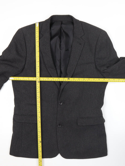 ASOS Men Grey Slim Fit Herringbone Blazer Jacket 38 Chest