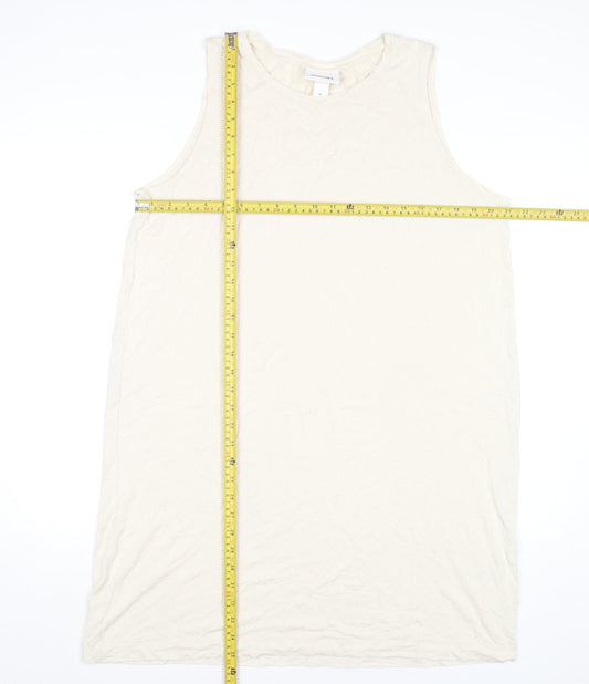 Monki Women Ivory Midi Tank Dress XL Sleeveless Viscose Casual