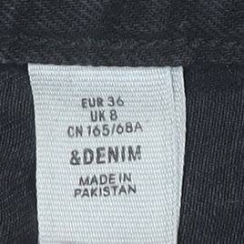 H&M Women Black Denim Skirt Size 8 High Rise Raw Hem Casual