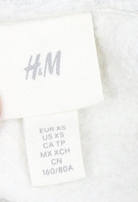 H&M Womens Grey Hoodie XS Monaco Print Pullover Sweatshirt