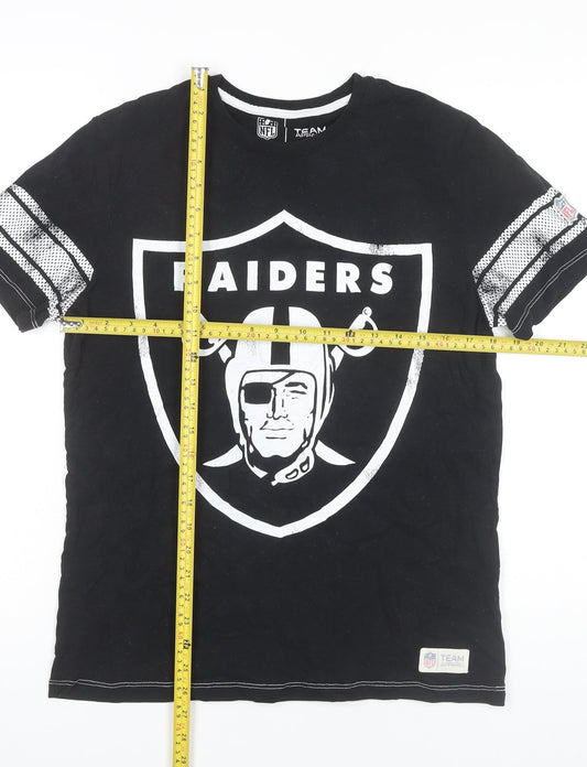 NFL Team Apparel Men’s Black Raiders T-Shirt M Short Sleeve Cotton