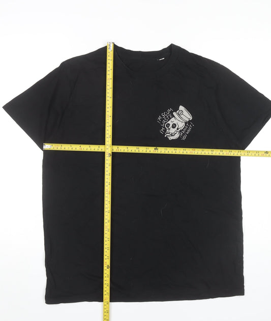 Stanley/Stella Men Black L Skull Snake Rock Graphic T-Shirt