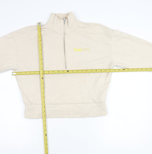 GAP Women’s Beige High Neck Half Zip Sweatshirt Size S Cotton Blend