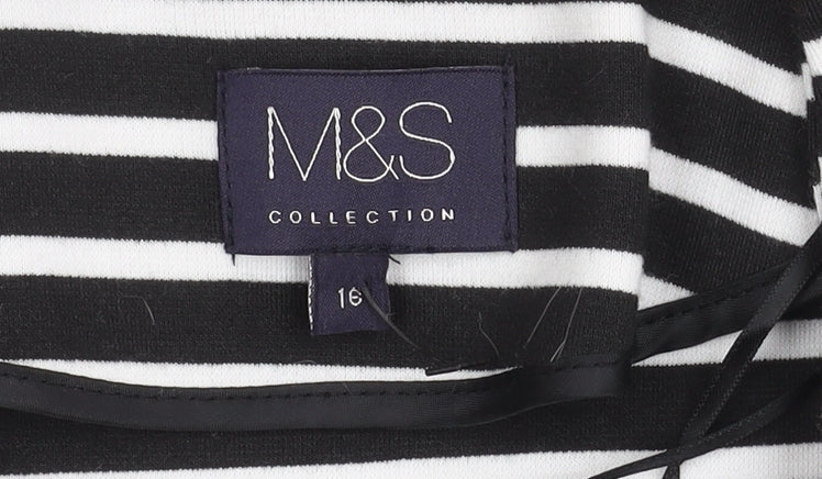 Marks and Spencer Women Black Striped Blazer Jacket Size 16