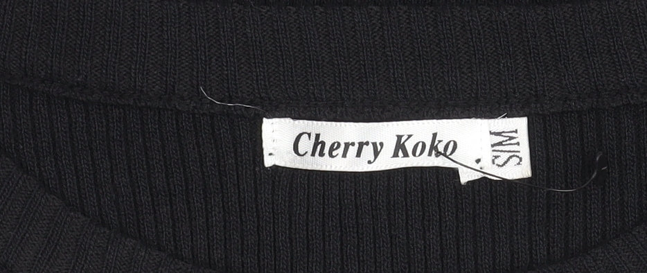 Womens UK Size S Cherry Koko Black Tunic Blouse