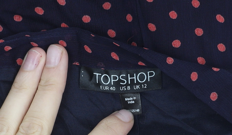 Topshop Womens Navy Blue Polka Dot Culotte Shorts Size 12