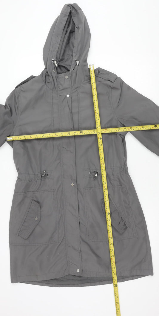 George Womens Grey Size 12 Parka Jacket Hooded Mid-Length