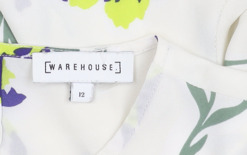 Womens UK Size 12 Warehouse Ivory Tunic Blouse