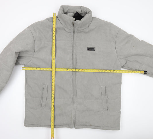 Shein Men Grey XL Puffer Jacket Polyester Corduroy Winter Coat