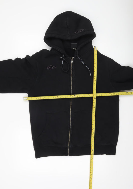 Umbro Men’s Black Full Zip Hoodie Size M Sportswear Cotton Blend
