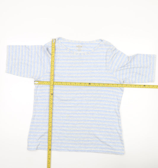 Orvis Women’s Blue Striped XL T-Shirt 3/4 Sleeve Cotton Blend
