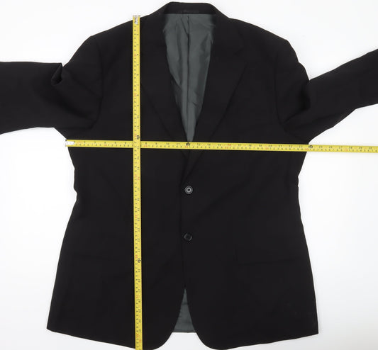 F&F Men’s Black Blazer Jacket Size 44 Regular Fit Two Button