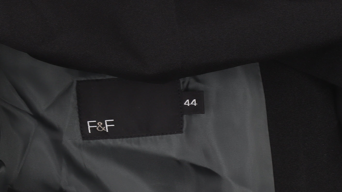 F&F Men’s Black Blazer Jacket Size 44 Regular Fit Two Button