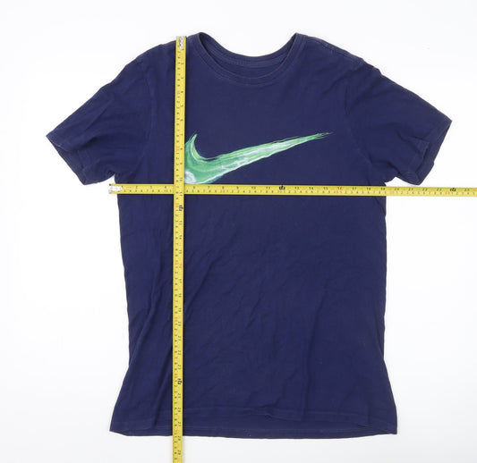 Nike Men's Blue Medium Athletic Fit Graphic Logo T-Shirt