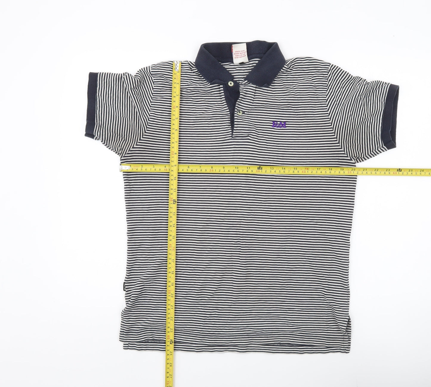 Franklin & Marshall Mens Blue Striped Polo Shirt Size L Cotton