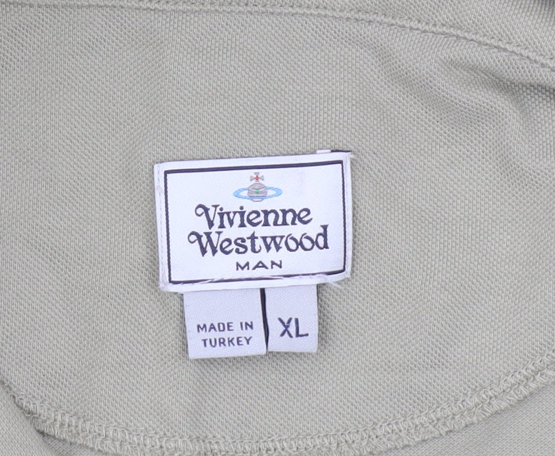 Vivienne Westwood Men’s Beige Polo Shirt XL Cotton Logo Casual