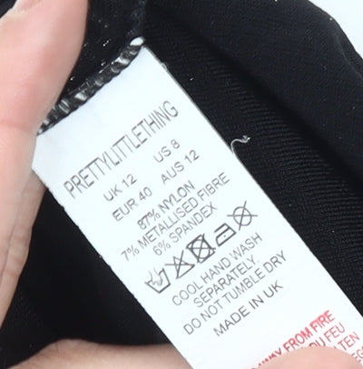 PrettyLittleThing Womens Black Size 12 Bodysuit V-Neck Partywear