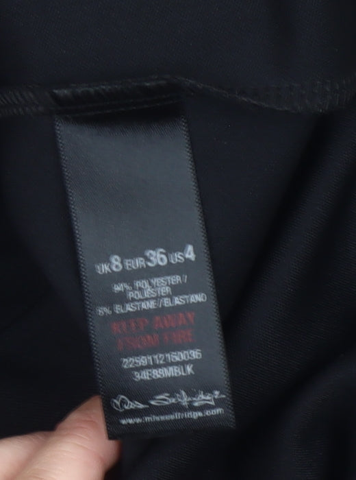 Miss Selfridge Womens Black Glitter Geometric Petite Bodysuit Size 8