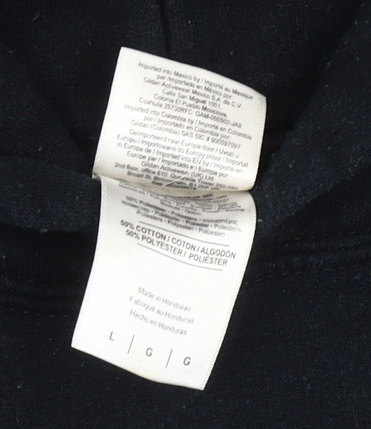 Gildan Women’s Black Hoodie Sweatshirt L Cotton Blend Stone Roses Print