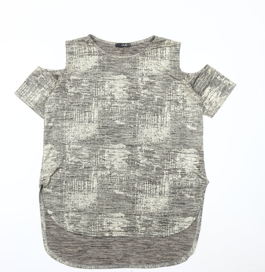 Womens UK Size 12 Quiz Grey Basic T-Shirt