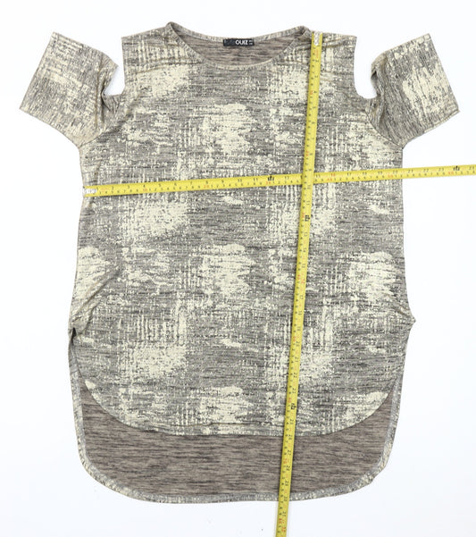 Womens UK Size 12 Quiz Grey Basic T-Shirt