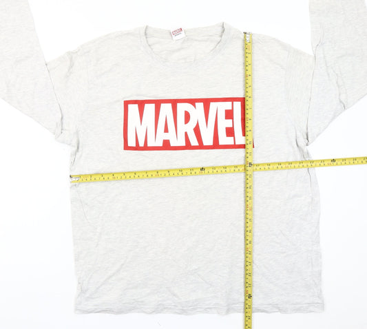 Marvel Men’s Grey XL Long Sleeve Graphic Logo T-Shirt